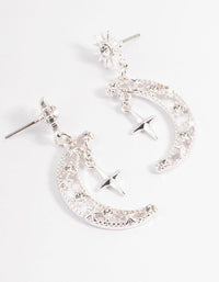 Silver Diamante Celestial Drop Earrings - link has visual effect only