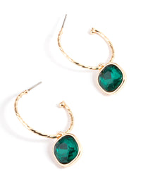 Green Cushion Twist Huggie Earrings - link has visual effect only