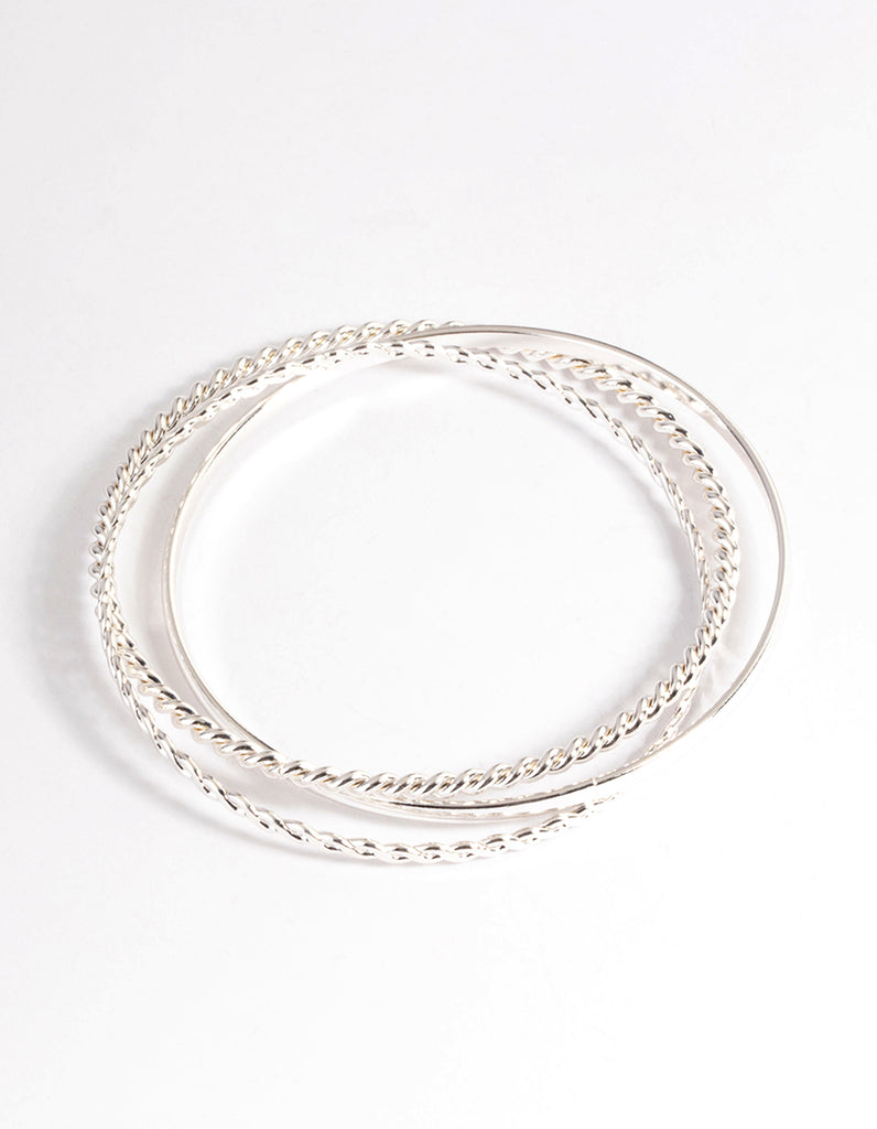 Silver Twist & Croissant Bracelet Pack