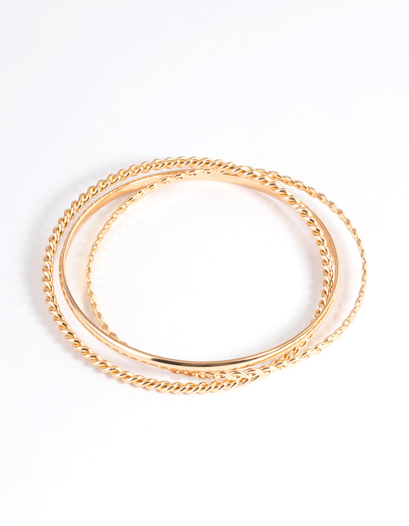 Gold Twist & Croissant Bracelet Pack