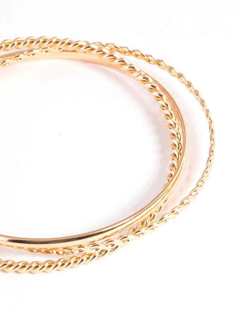 Gold Twist & Croissant Bracelet Pack