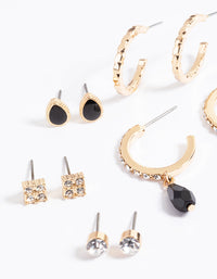 Gold Diamante & Stone Stud & Hoop Earrings - link has visual effect only