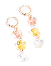 Gold Trio Butterfly Drop Huggie Earrings - link has visual effect only