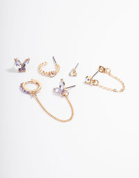 Gold Purple Butterfly Earring Pack - link has visual effect only