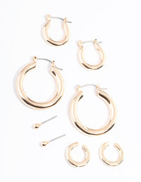 Gold Core Chunky Mix Earrings 4-Pack - link has visual effect only