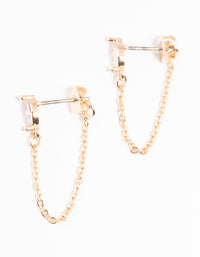 Gold Oval Cubic Zirconia Front & Back Earrings - link has visual effect only