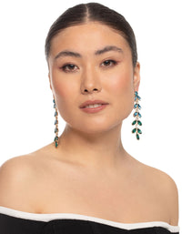 Gold Mix Stone Leaf Drop Earrings - link has visual effect only