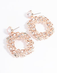 Rose Gold Mixed Stone Circle Drop Earrings - link has visual effect only