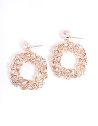 Rose Gold Mixed Stone Circle Drop Earrings - link has visual effect only