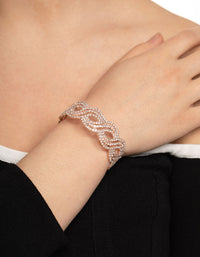 Rose Gold Twist Petal Diamante Cuff Bangle - link has visual effect only