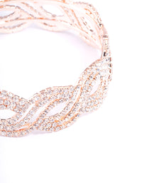 Rose Gold Twist Petal Diamante Cuff Bangle - link has visual effect only