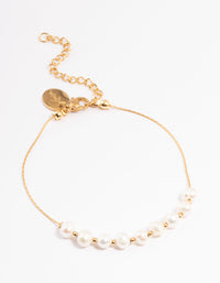 Gold Plated Stainless Steel Freshwater Pearl & Ball Chain Bracelet - link has visual effect only