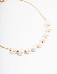 Gold Plated Stainless Steel Freshwater Pearl & Ball Chain Bracelet - link has visual effect only