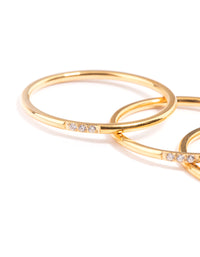 Waterproof Gold Plated Stainless Steel Thin Cubic Zirconia Ring - link has visual effect only