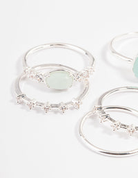 Silver Plated Amazonite Cubic Zirconia Dainty Stack Ring - link has visual effect only