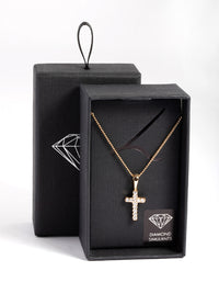 Diamond Simulants Gold Tiny Cross Necklace - link has visual effect only