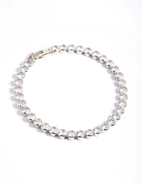 Rhodium Diamond Simulant Round Tennis Bracelet - link has visual effect only