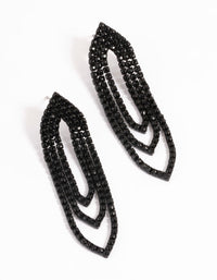 Black Mini Oval Cupchain Crop Earrings - link has visual effect only