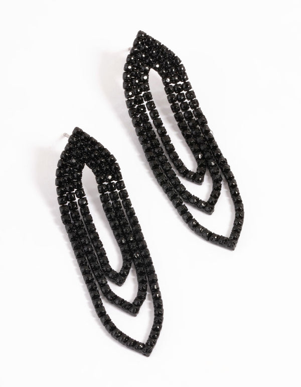 Black Mini Oval Cupchain Crop Earrings