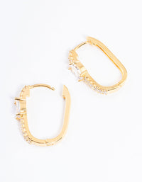 Gold Plated Cubic Zirconia Huggie Earrings - link has visual effect only