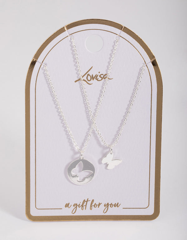 Silver Butterfly Cut Out Necklace Pack