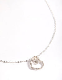 Silver Asymmetrical Diamante Heart Necklace - link has visual effect only