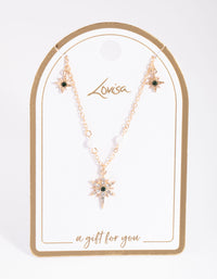 Gold Celestial & Pearl Satin Necklace - link has visual effect only