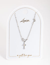 Rhodium Dainty Butterfly & Diamante Necklace - link has visual effect only