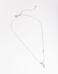 Rhodium Dainty Butterfly & Diamante Necklace - link has visual effect only