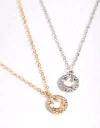 Mixed Metal Cute Diamante Smiley Necklace Pack - link has visual effect only