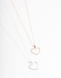 Mixed Metal Open Heart Diamante Necklace Pack - link has visual effect only