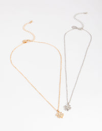 Mixed Metal Diamante Clover Necklace Pack - link has visual effect only