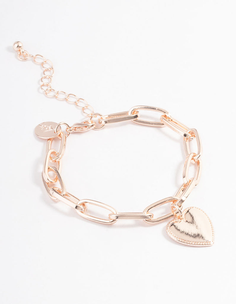 Rose Gold Chunky Pressed Heart Bracelet