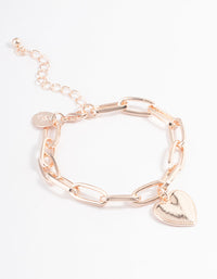 Rose Gold Chunky Pressed Heart Bracelet - link has visual effect only