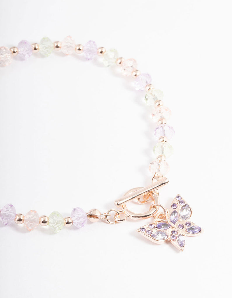 Rose Gold Bead Diamante Bracelet