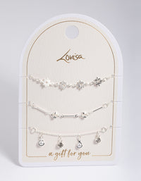 Silver Star & Pearl Droplet Bracelet Pack - link has visual effect only