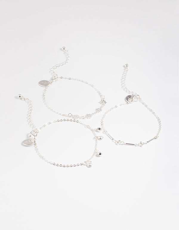 Silver Star & Pearl Droplet Bracelet Pack