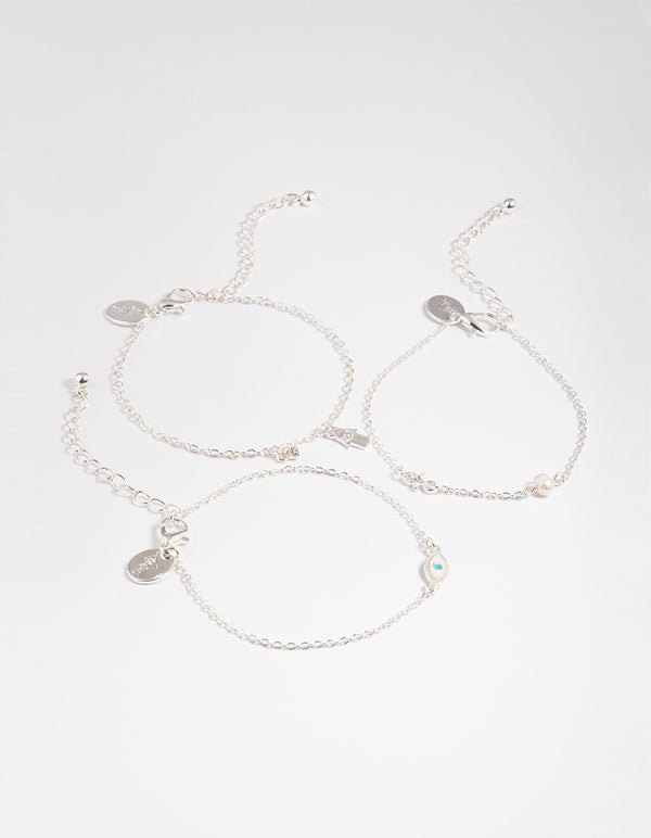 Silver Hamsa & Evil Eye Bracelet Pack