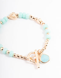 Gold Bead Enamel Heart Bracelet - link has visual effect only