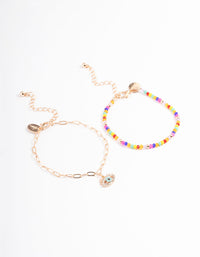 Gold Bead & Evil Eye Bracelet Pack - link has visual effect only