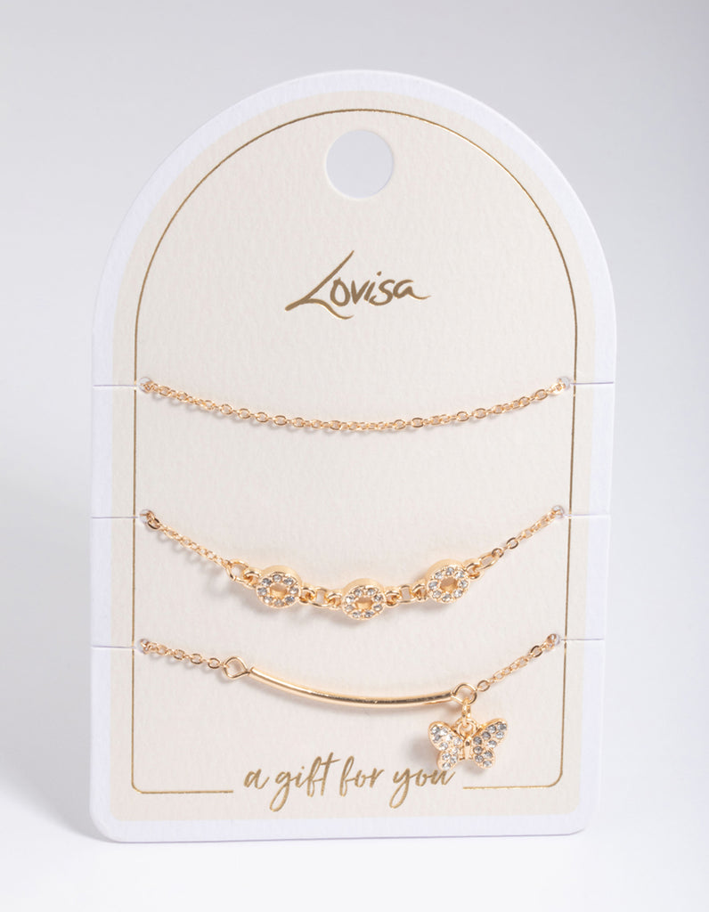 Gold Circle & Butterfly Bracelet Pack