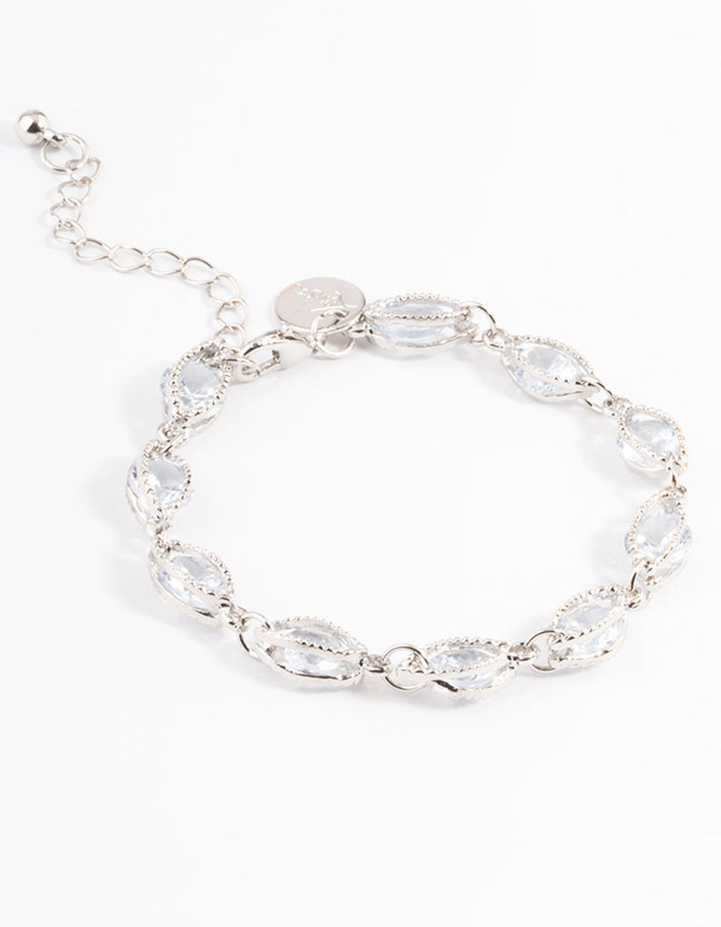 Rhodium Classic Marquise Cubic Zirconia Bracelet