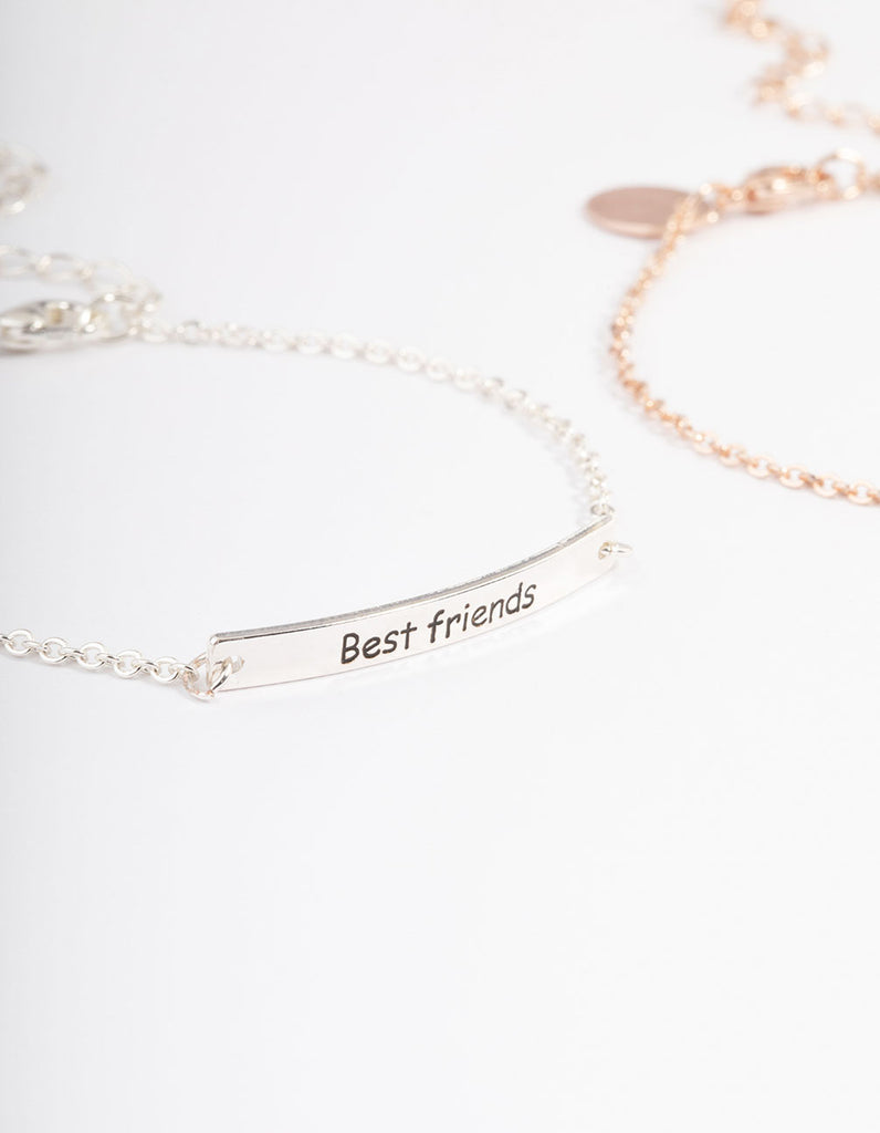 Mixed Metal Best Friend Bar Bracelet Pack