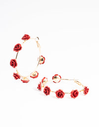 Red Multi Rose Hoop Earrings - link has visual effect only