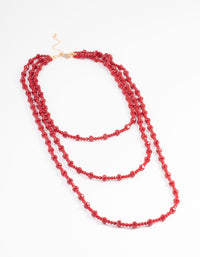 Red Three Row Bead & Facet Necklace - link has visual effect only