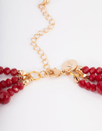 Red Three Row Bead & Facet Necklace - link has visual effect only