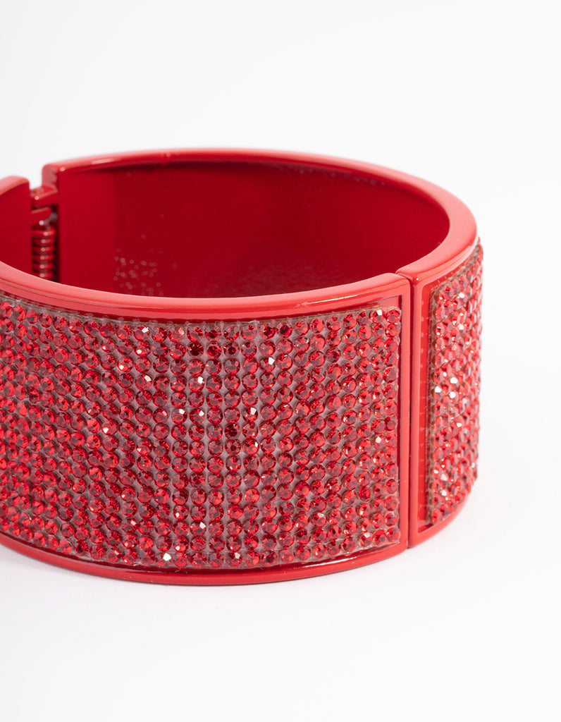 Red Statement Diamante Clamp Bracelet