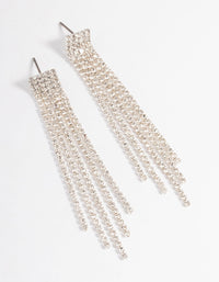 Rhodium Straight Five Strand Drop Earrings - link has visual effect only