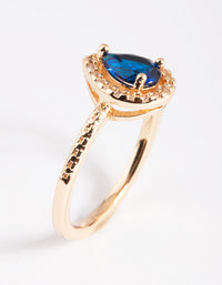 Gold Small Halo Pear Ring - link has visual effect only