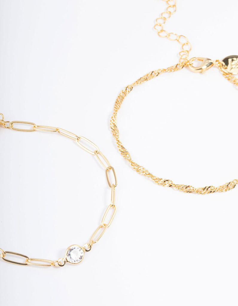 Gold Plated Cupchain & Mic Chain Bracelet Pack